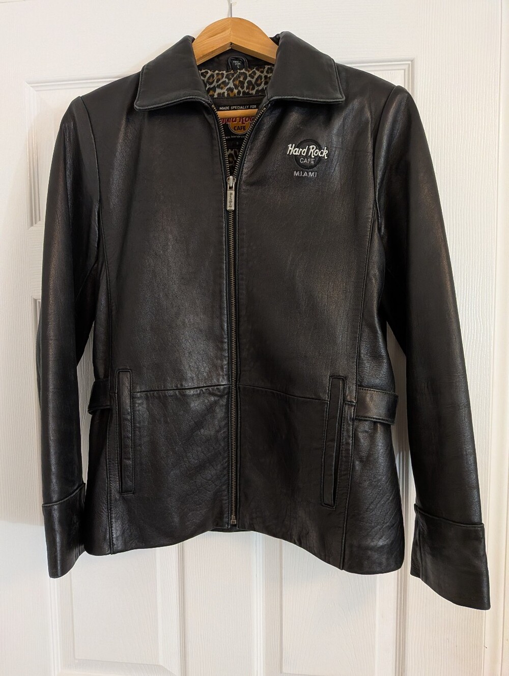 Hard Rock Cafe Black Leather Women's Zip Front Jacket